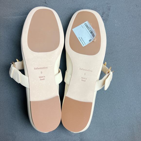 Reformation Bethany Embellished Leather Ballet Flats 9 - Picture 2 of 6